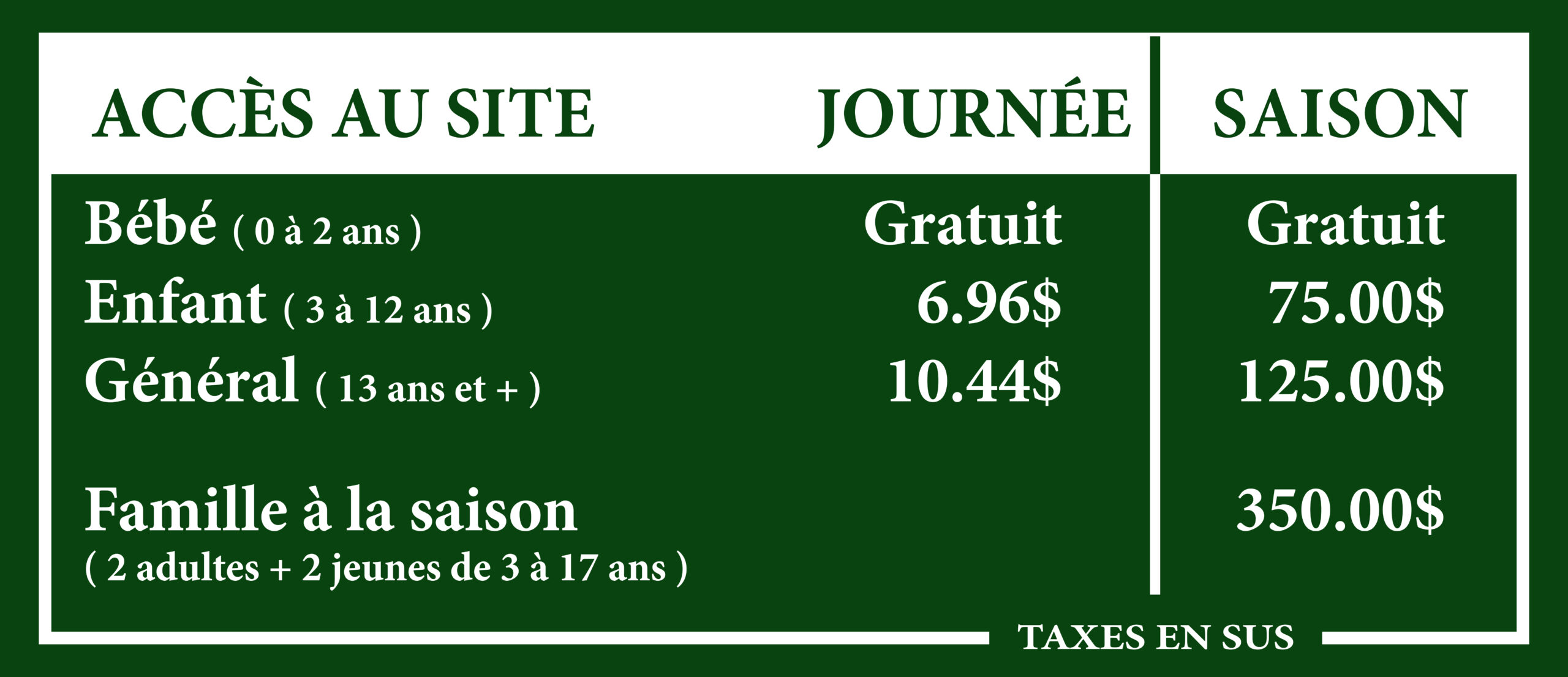 Tarifications-Visiteurs